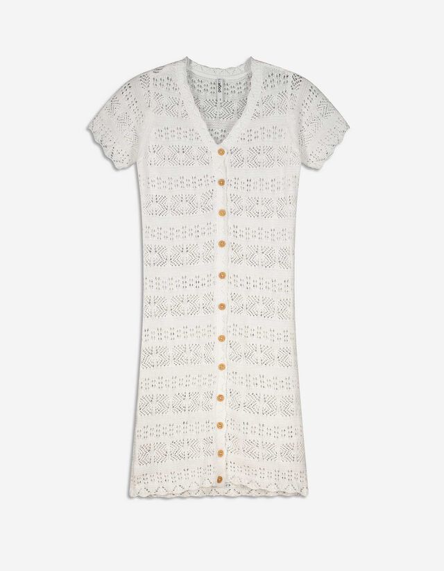 Abito a maglia - Maglia traforata - bianco