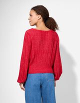 Pulover de tricot - Mâneci bufante - Rosu