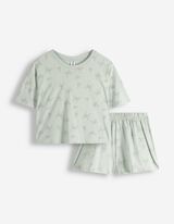 Pigiama completo (maglia + shorts) - Motivo allover - verde chiaro