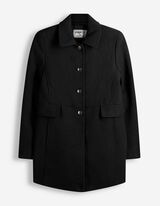 Mantel - Wol look - Zwart