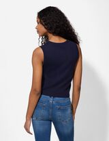 Dzianinowy top - listwa z guzikami - ciemny niebieski