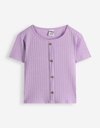 T-Shirt - Knopfleiste - Rosa