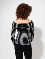 Langarmshirt - Carmen-Ausschnitt - schwarz