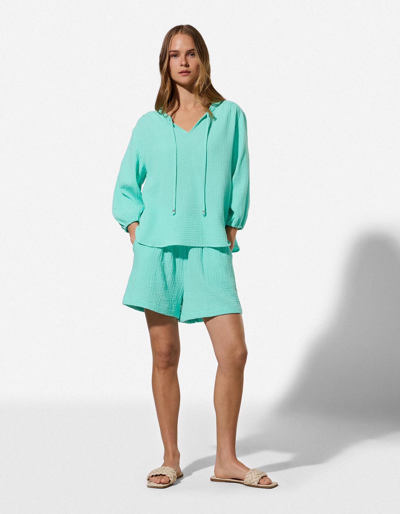Bluse - einfarbig - Hellblau