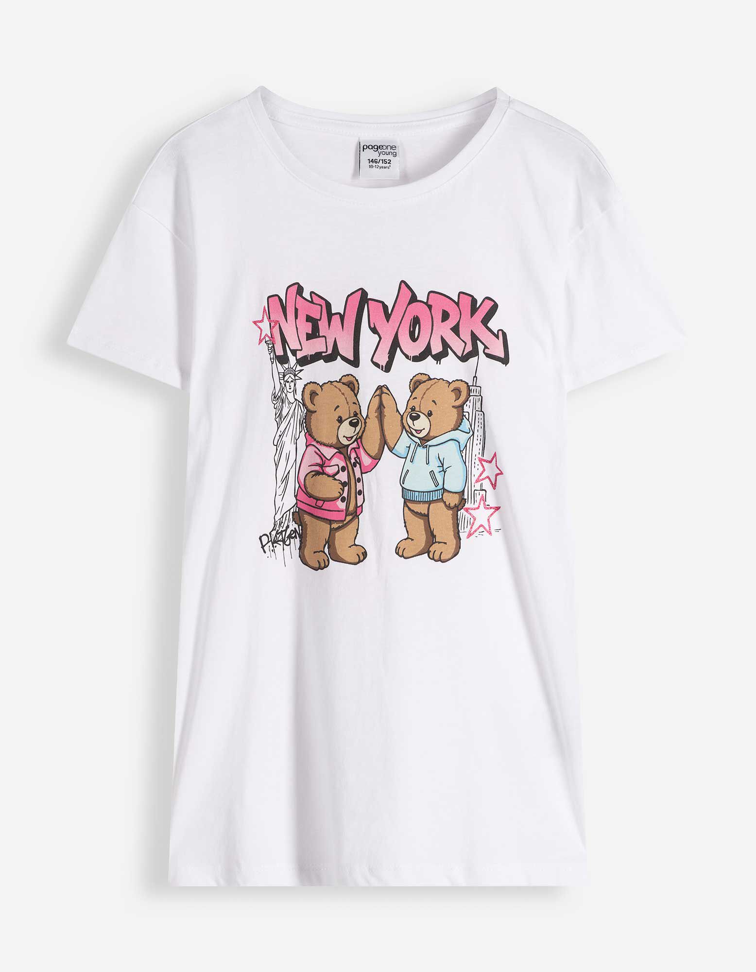 T-Shirt - Glitzerprint - Wei&szlig;