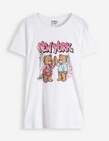 T-Shirt - Glitzerprint - Wei&szlig;