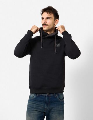 Sweatshirt - Schalkragen - Schwarz