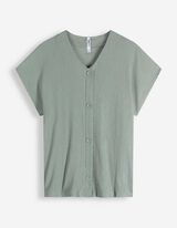 Blusenshirt - Knopfleiste - Petrol
