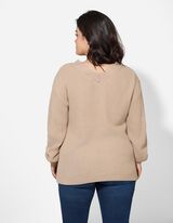 Pullover - Spitzenbesatz - beige