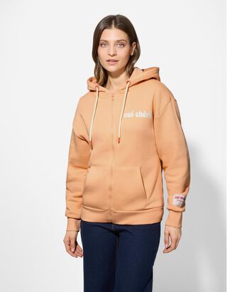 Sweatjacke - Print - orange