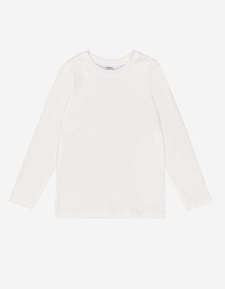 Tričko s dlouhým rukávem - Kulatý výstřih - bílá