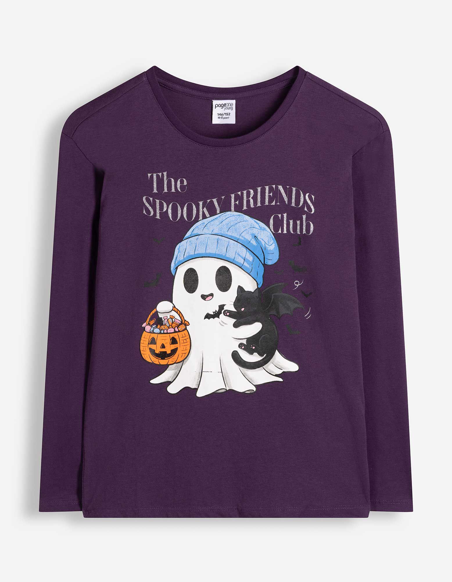 Langarmshirt - Frontprint - Lila