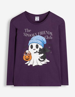 Langarmshirt - Frontprint - Lila