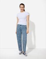 dżinsy - wzór na całej powierzchni - jasny niebieski