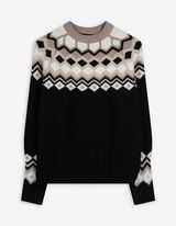 Žebrovaný pletený svetr - Károvaný vzor - cerná