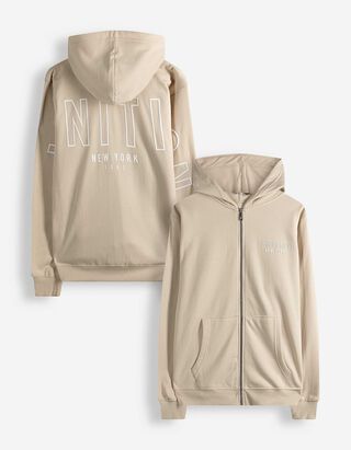 Sweatjacke - R&uuml;ckenprint - wei&szlig;