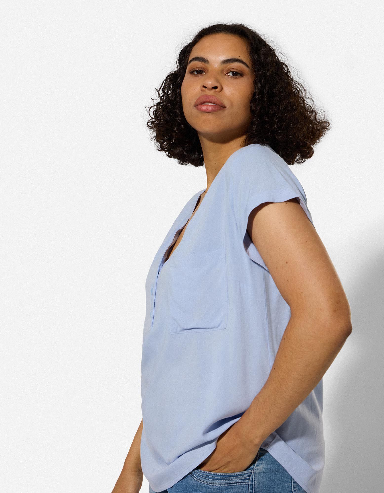 Bluse - Viskose - Hellblau