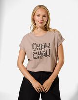 T-Shirt - Stickerei - Beige