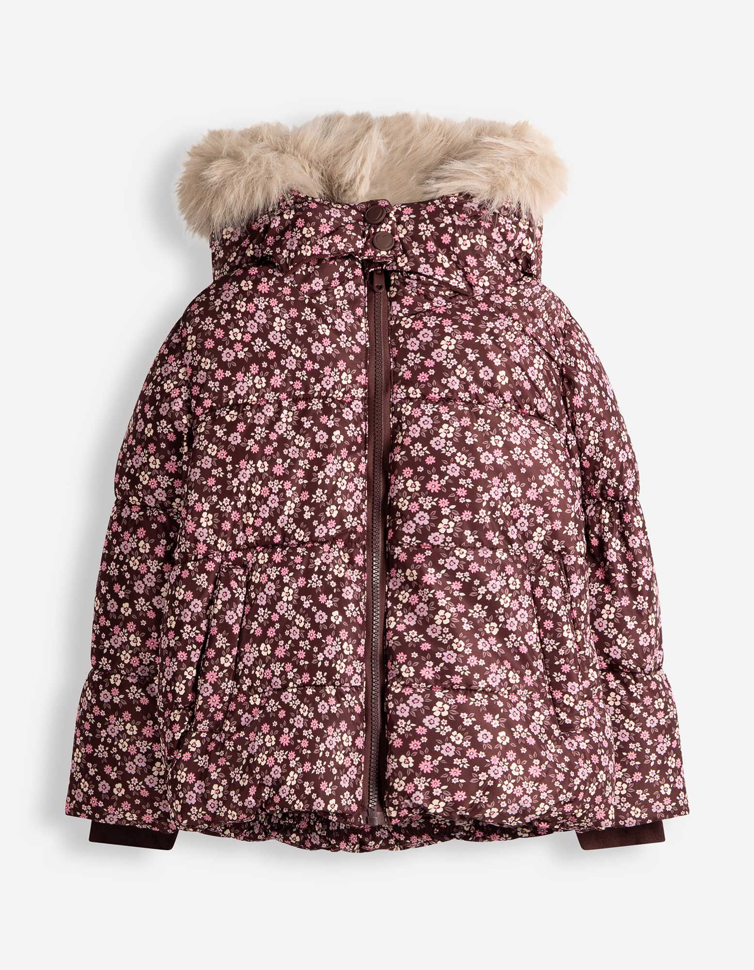 Winterjacke - Allover-Print - Dunkelbraun