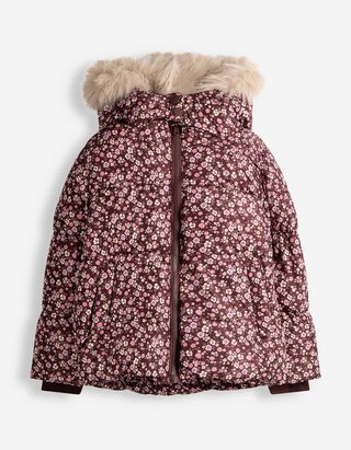 Winterjacke - Allover-Print - Dunkelbraun