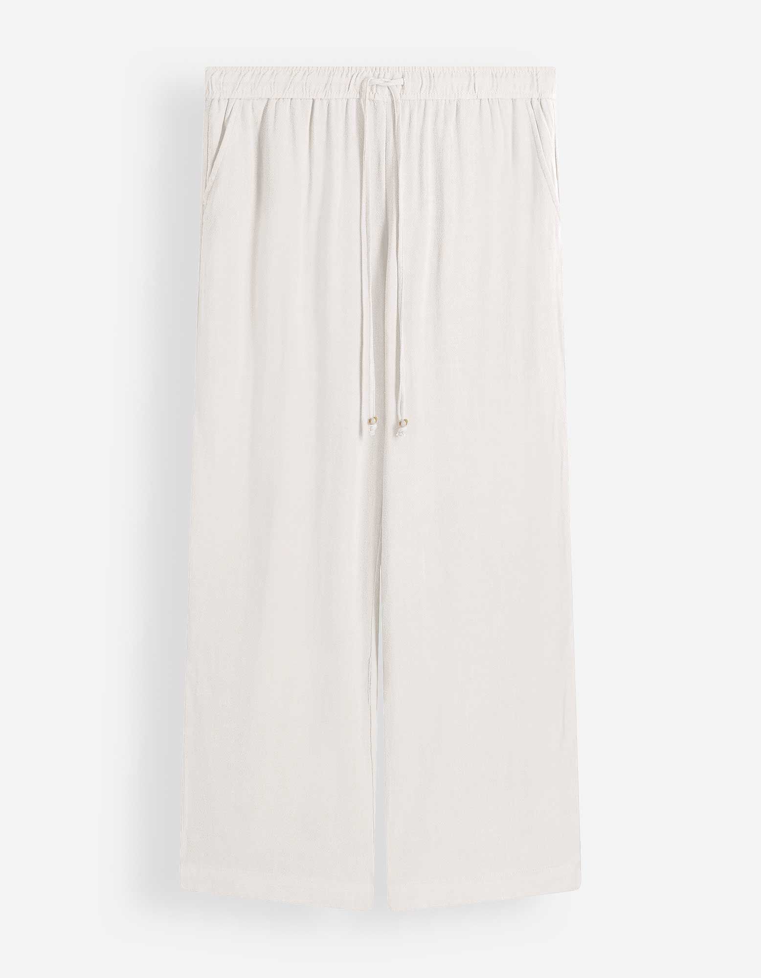 Pantalon - Aspect lin - blanc