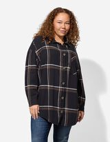 Longshirt - Hemdkragen - schwarz