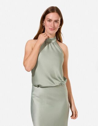 Bluse - Neckholder-Ausschnitt - Petrol