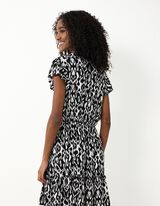 Kleid - Allover-Print - Schwarz