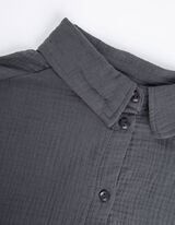 Bluză cu mânecă lungă - Muselină - Gri inchis