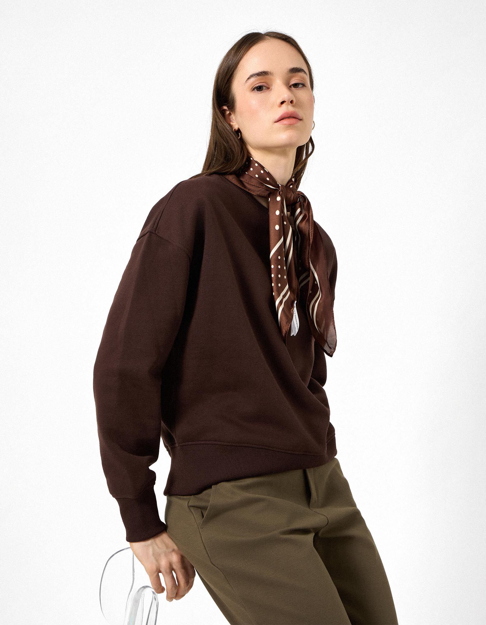 Sportska majica - Oversized Fit - Tamnosmeđa