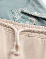Ensemble T-shirt et short  - Manches courtes - bleu clair