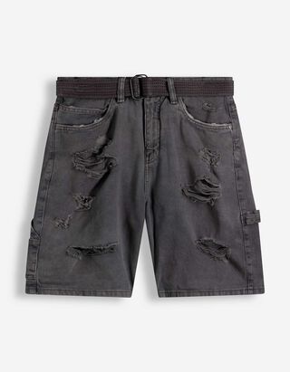 Shorts - Acid-Washed - Grau