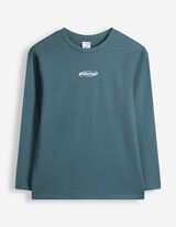 Langarmshirt - Frontprint - Dunkelgr&uuml;n