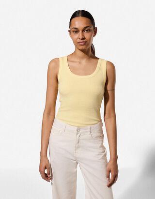 Top - Rippenstruktur - hellgelb