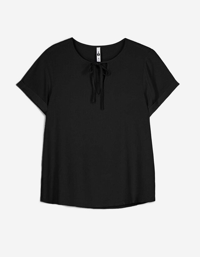 Maglia blusata - Allacciatura - nero
