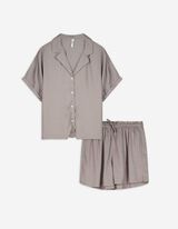 Ensemble pyjama (T-shirt et short) - Aspect lin - Beige