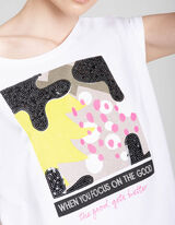 T-shirt - Ornement paillet&eacute; - blanc