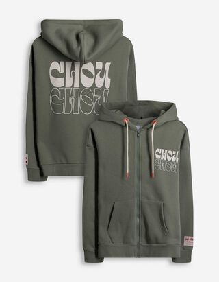 Sweatjacke - Print - grün