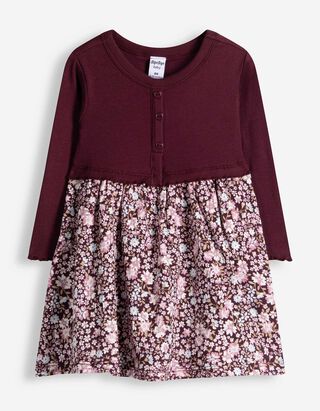 Kleid - Florales Muster - Dunkelrot