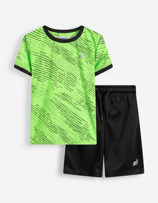 Set aus T-Shirt und Hose - Allover-Print - Hellgr&uuml;n