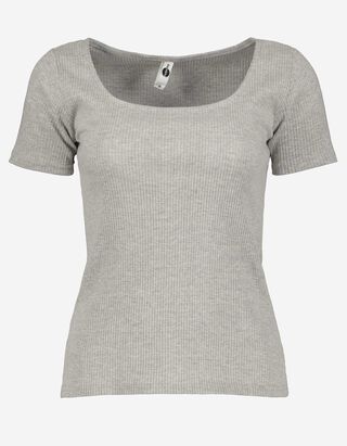 T-shirt - Encolure carr&eacute;e - Gris