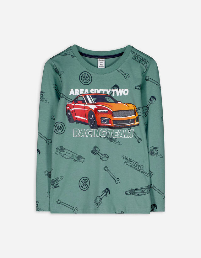 Langarmshirt - Print - grün