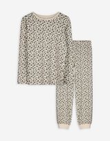 Pyjama Set aus Sweatshirt und Hose - Leopardenmuster - weiß