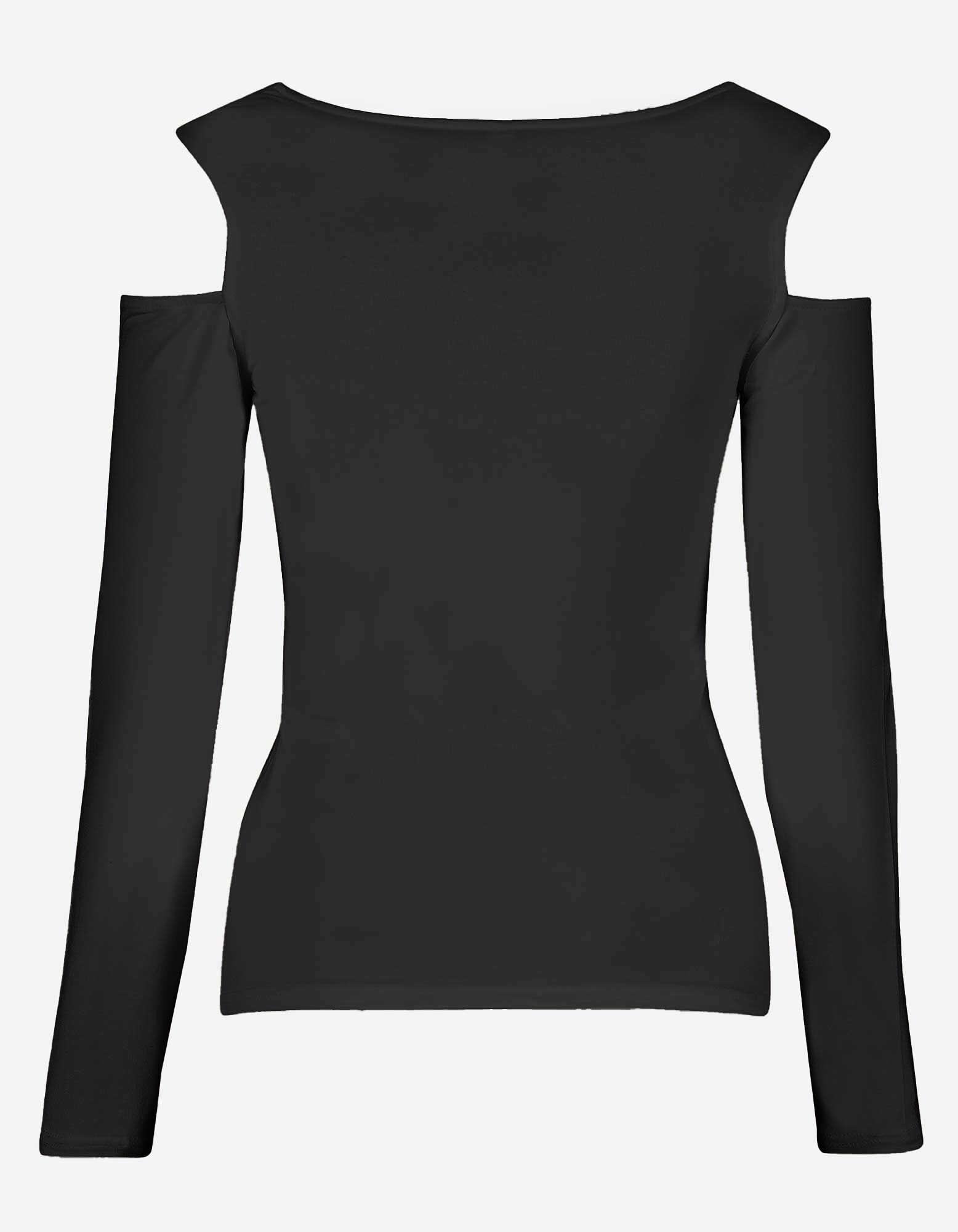 T-shirt &agrave; manches longues - Viscose m&eacute;lang&eacute;e - Noir