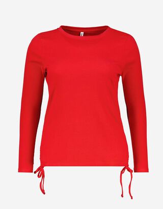 T-shirt &agrave; manches longues - La&ccedil;age - Rouge