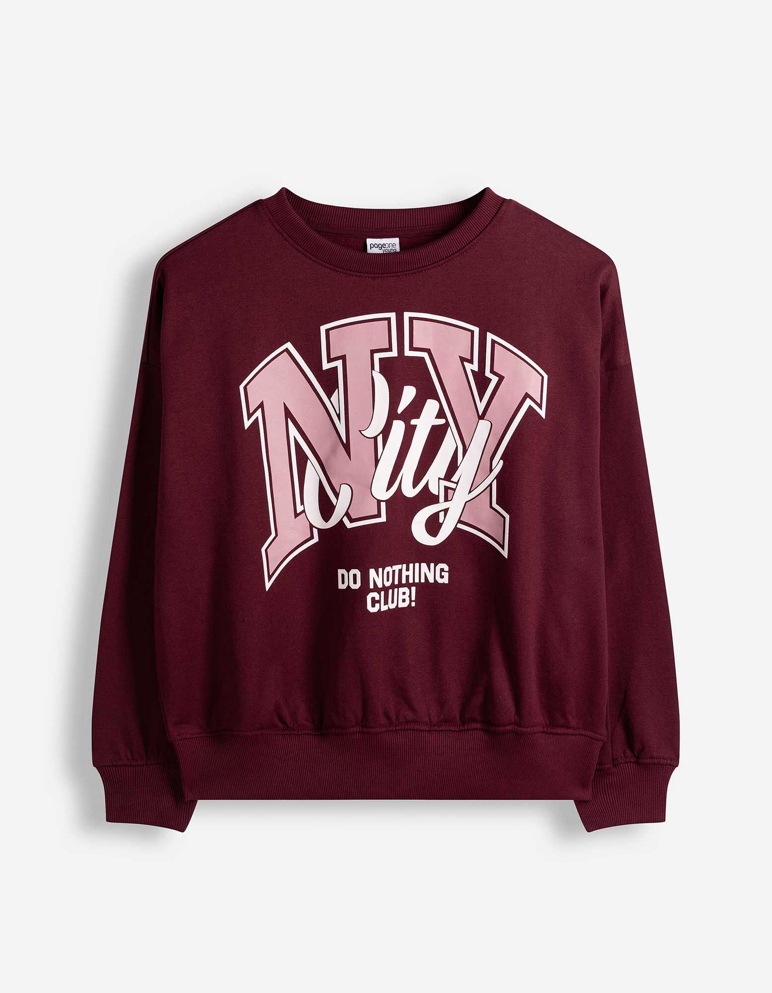 Sweatshirt - Print - Dunkelrot