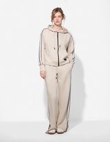 &Scaron;portna jopa - Črte smoking hlač - belo