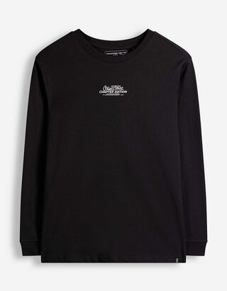 Langarmshirt - Oversized Fit - Schwarz