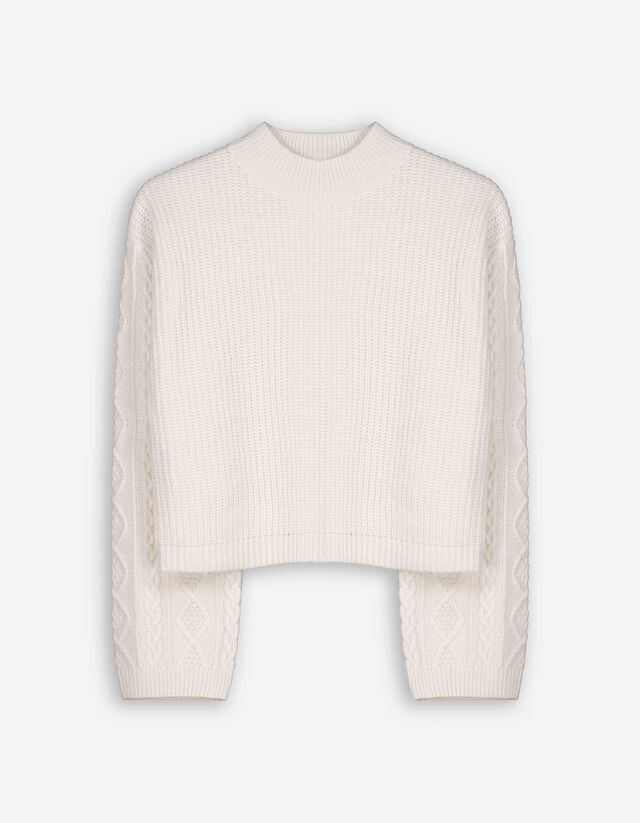 Sweter z dzianiny - Loose Fit - bialy