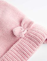 czapka z dzianiny - naszyta kokardka - rozowy